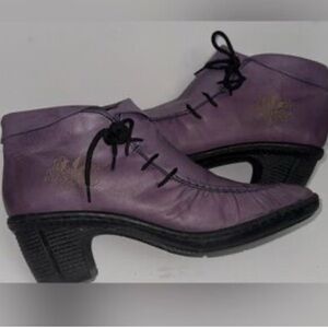 Rieker purple Leather Ankle Boots Zip Up Booties Rebecca Size 37